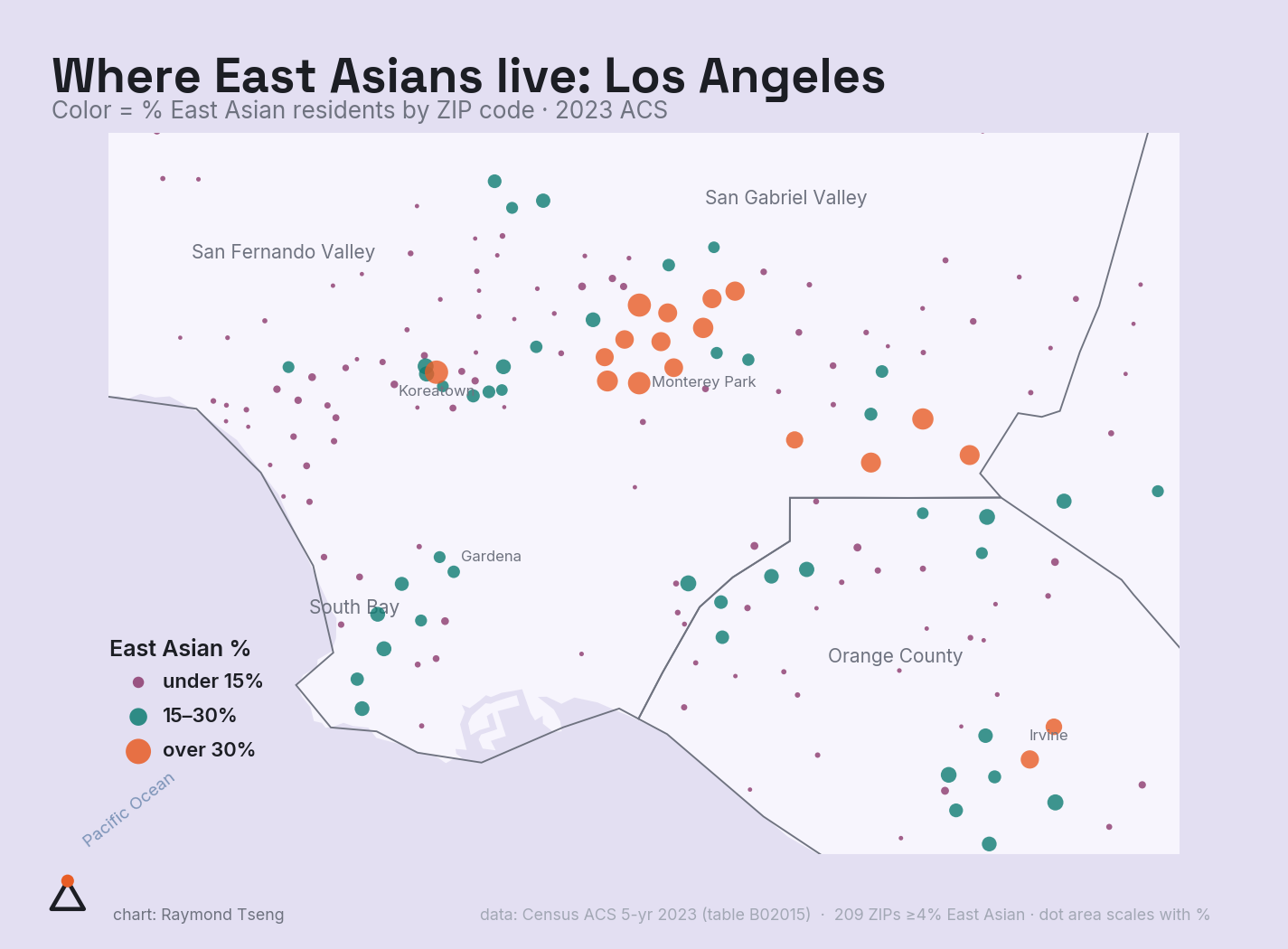 Where East Asians live: Los Angeles