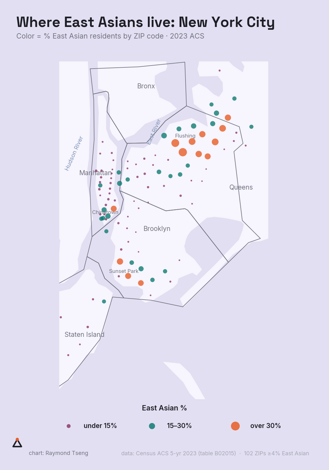 Where East Asians live: New York City